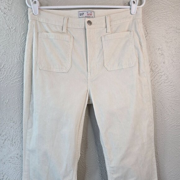 Gap '70s Flare Pants Womens Size 10 Cream White Corduroy High Rise Retro Ribbed - Picture 3 of 11